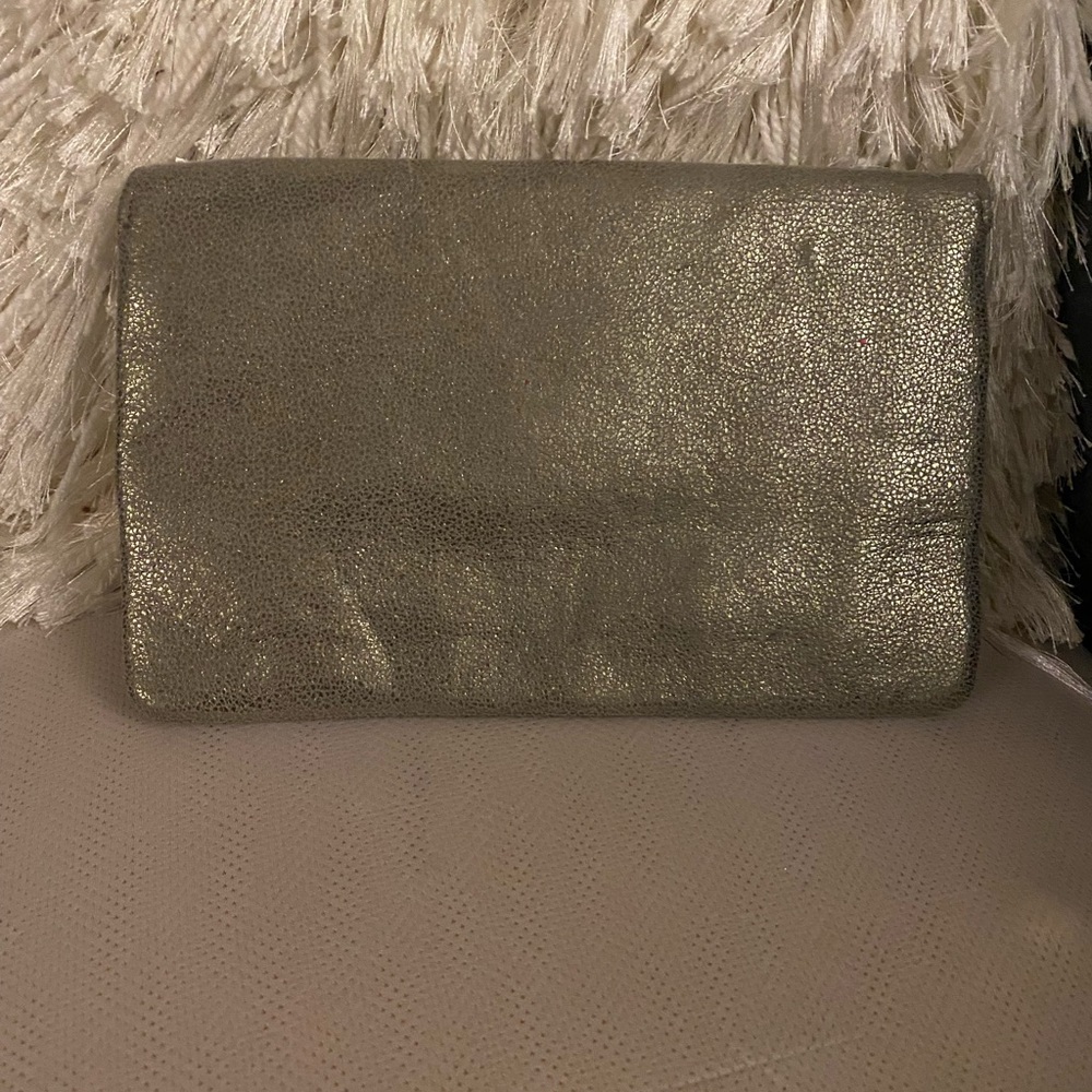 Soft Gray Micro Suede Envelope Clutch | Minimalist Evening Neutral - Picture 7 of 7